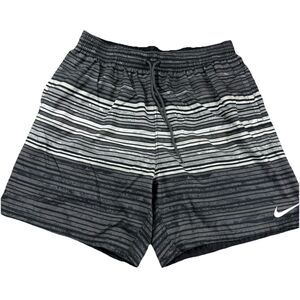 NIKE Mens Surf Swim Trunks Black & White Stripe Size XL